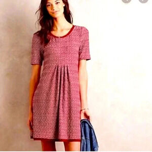 Anthropologie Maeve red and white striped dress perfect for Christmas Party